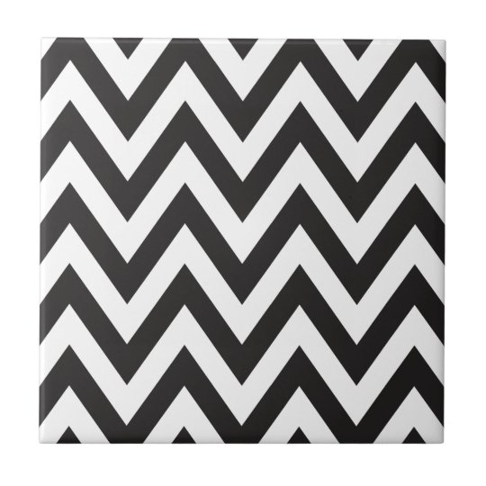 Chevron Pattern Black White Geometric Art Designs Ceramic Tile | Zazzle ...