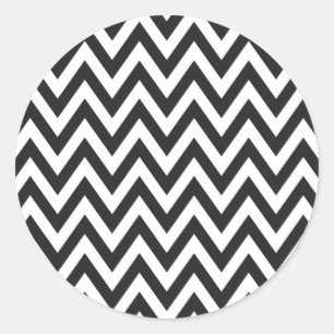 Chevron Pattern Black White Geometric Art Designs Classic Round Sticker