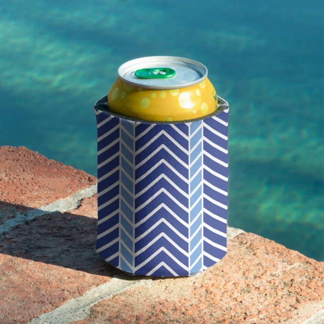 Chevron Pattern Blue Can Cooler (In Situ Pool)