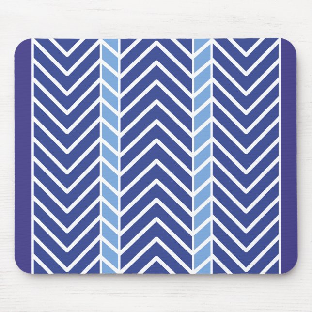 Chevron Pattern Blue Mouse Pad (Front)