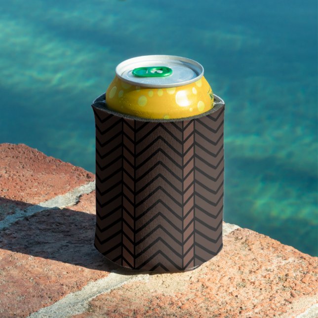 Chevron Pattern Brown Can Cooler (In Situ Pool)