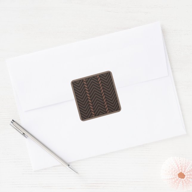 Chevron Pattern Brown Square Sticker (Envelope)