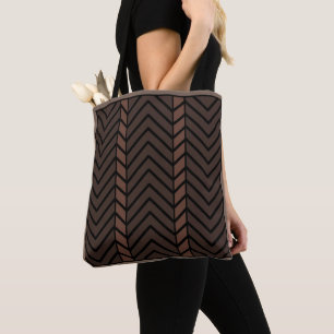 Chevron Pattern Brown Tote Bag