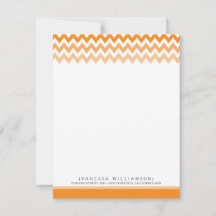 Chevron Pattern Custom Flat Note Cards (orange)