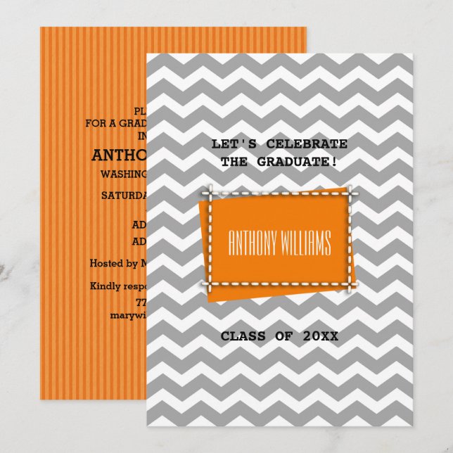 Chevron Pattern Custom Graduation Party  Invitation (Front/Back)