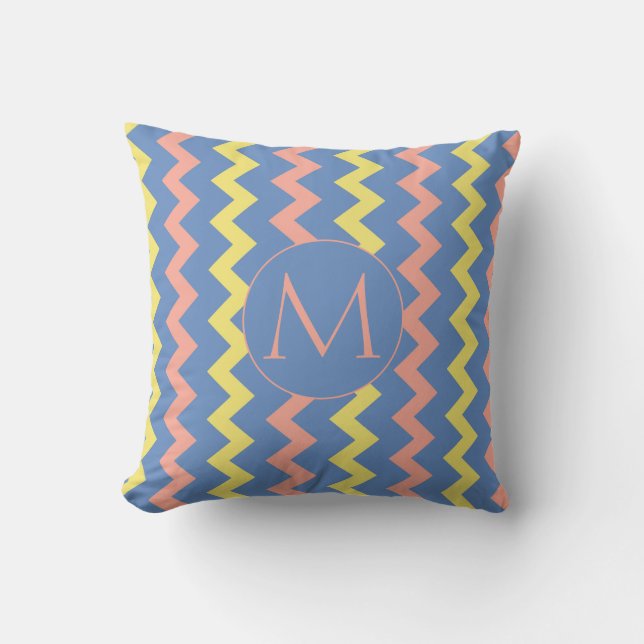 Chevron Pattern Custom Monogram Cushion (Front)