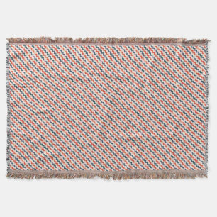 Chevron pattern dark blue red and pale pink throw blanket