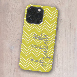 Chevron Pattern - Gray funky Script Name iPhone 13 Pro Case