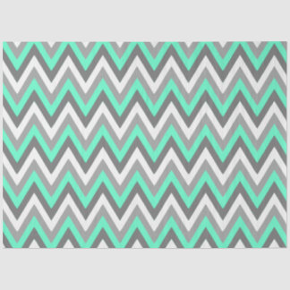 Chevron Pattern Grey White Mint Decoupage Tissue Paper