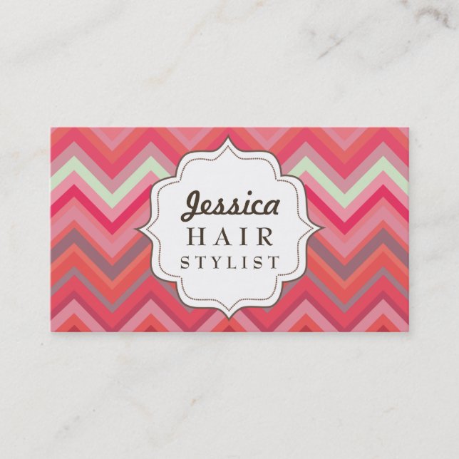Chevron Pattern Hair Stylist Appointment Cards (Front)
