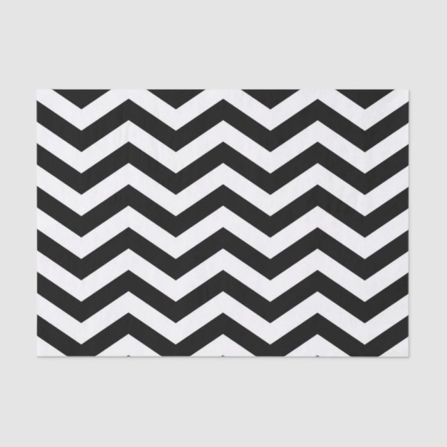 Chevron Pattern in Black and White Tissue Paper (Front)