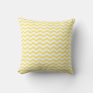 Chevron Pattern in Lemon Yellow and White Cushion