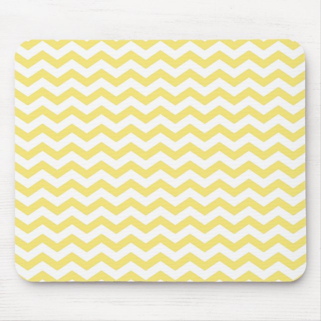 Chevron Pattern in Lemon Yellow and White Mouse Pad (Front)