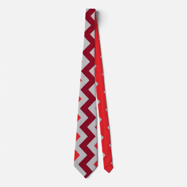 Chevron pattern in shades of red tie (Front)