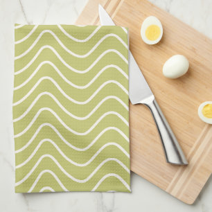 Chevron Pattern Lime Green Minimal Line Tea Towel