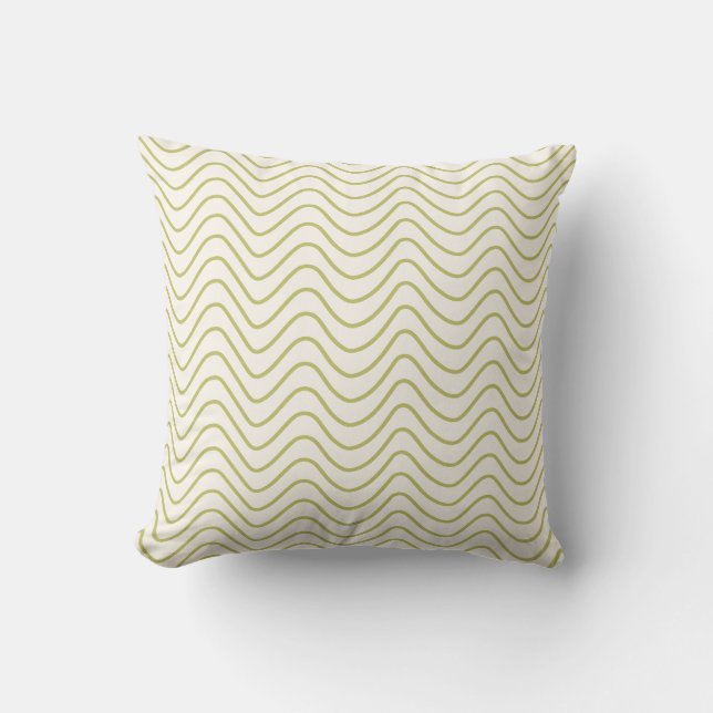 Chevron Pattern Lime Green on Cream White Zigzag Cushion (Front)