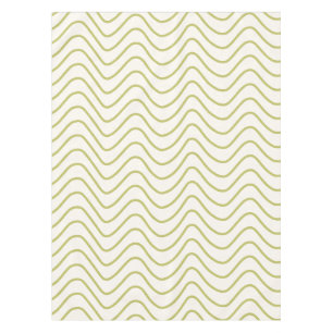 Chevron Pattern Lime Green on Cream White Zigzag Tablecloth