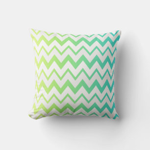 Chevron pattern lime green teal aqua ombre elegant cushion