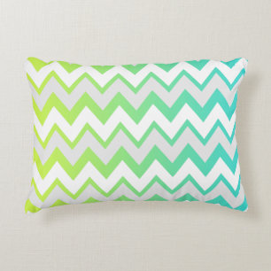 Chevron pattern lime green teal aqua ombre elegant decorative cushion