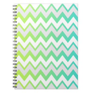 Chevron pattern lime green teal aqua ombre elegant notebook