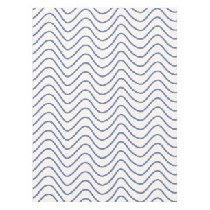Chevron Pattern Minimal Line Blue on Cream White Tablecloth