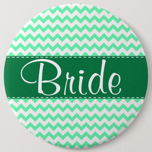 Chevron Pattern; Mint Green 6 Cm Round Badge (Front)