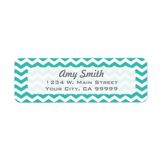 Chevron Pattern Modern Aqua Zigzag Personalised Return Address Label