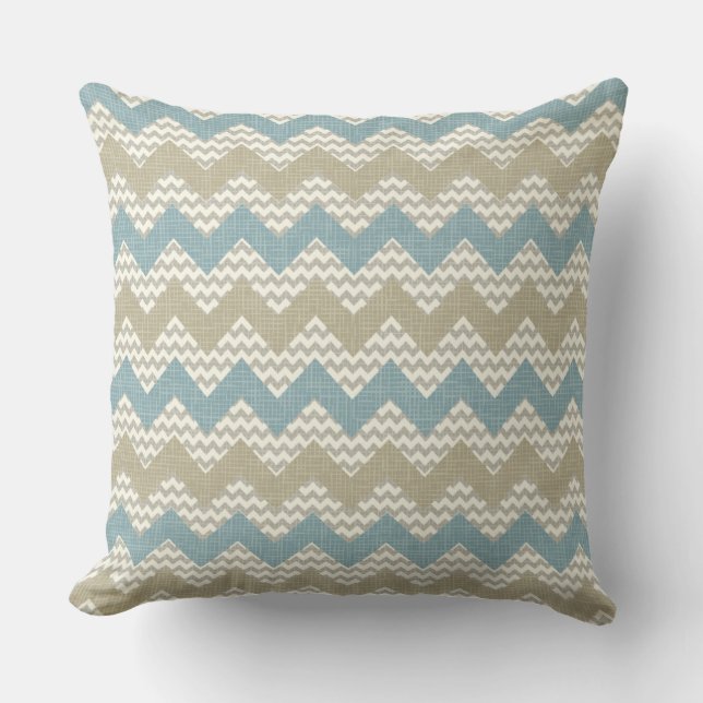 Chevron pattern on linen texture cushion (Front)