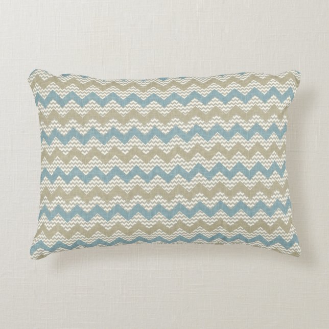 Chevron pattern on linen texture decorative cushion (Front)