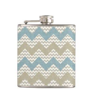 Chevron pattern on linen texture hip flask