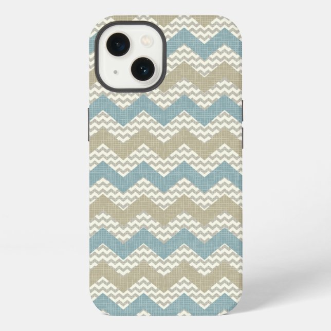 Chevron pattern on linen texture iPhone case (Back)