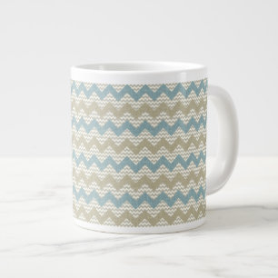 Chevron pattern on linen texture large coffee mug