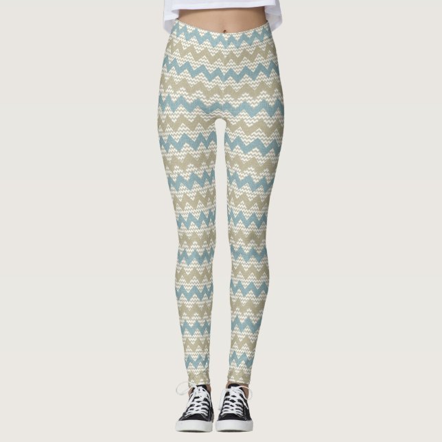 Chevron pattern on linen texture leggings (Front)