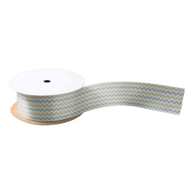 Chevron pattern on linen texture satin ribbon (Spool)