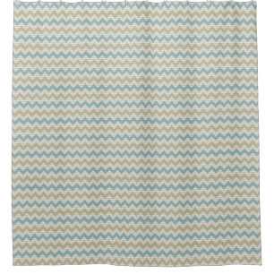 Chevron pattern on linen texture shower curtain