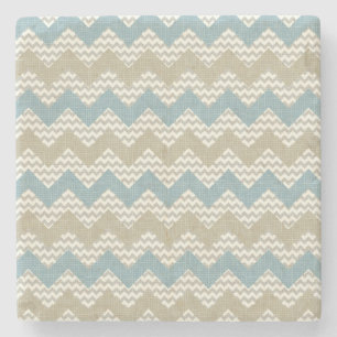 Chevron pattern on linen texture stone coaster
