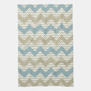 Chevron pattern on linen texture tea towel