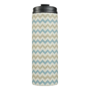 Chevron pattern on linen texture thermal tumbler