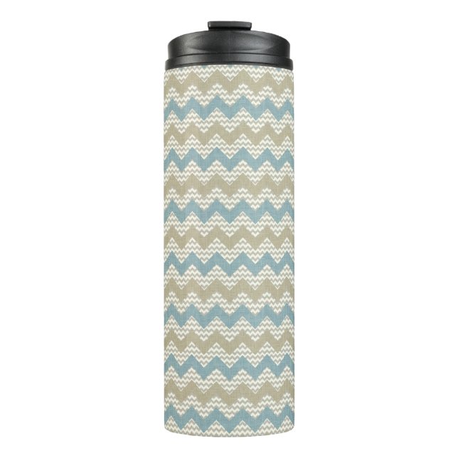 Chevron pattern on linen texture thermal tumbler (Front)