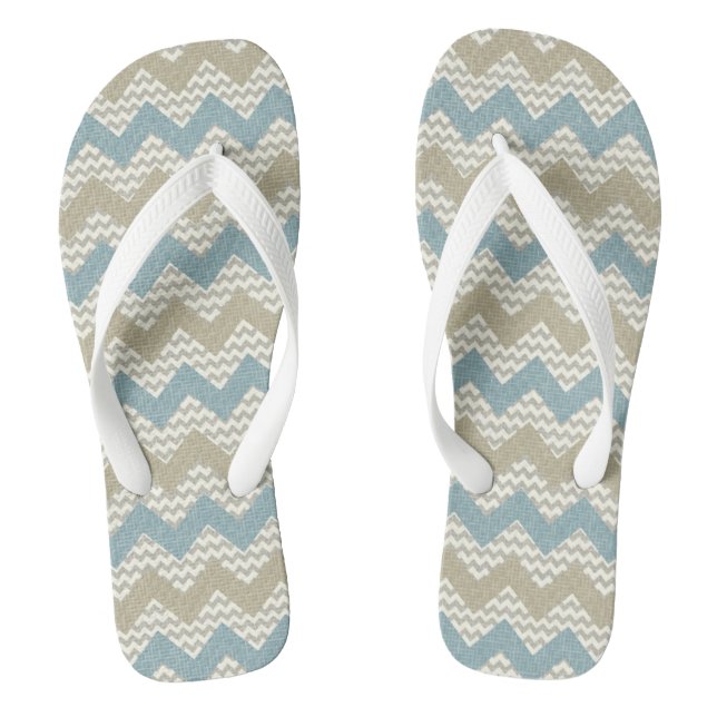Chevron pattern on linen texture thongs (Footbed)