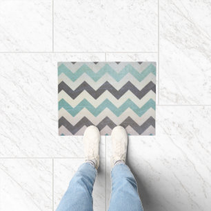 Chevron Pattern On Metal Texture by Shirley Taylor Doormat