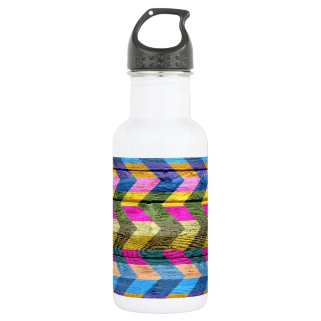 Chevron Pattern On Wood Texture #5 532 Ml Water Bottle (Front)