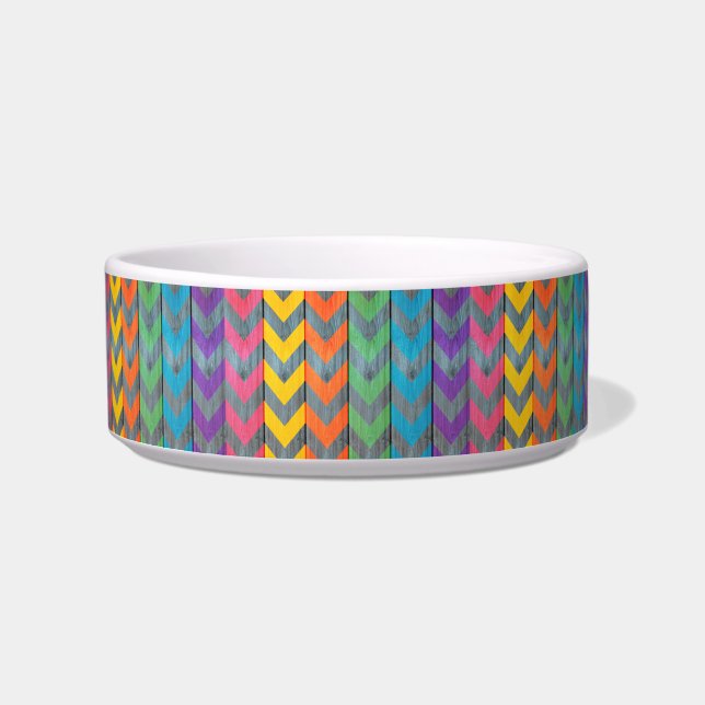Chevron Pattern On Wood Texture by Shirley Taylor Bowl (Front)