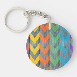 Chevron Pattern On Wood Texture by Shirley Taylor Key Ring