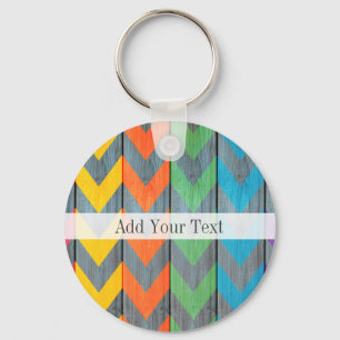 Chevron Pattern On Wood Texture by Shirley Taylor Key Ring