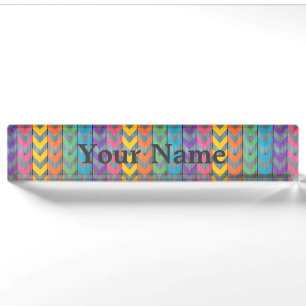 Chevron Pattern On Wood Texture by Shirley Taylor Nameplate