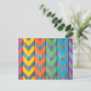 Chevron Pattern On Wood Texture by Shirley Taylor Postcard