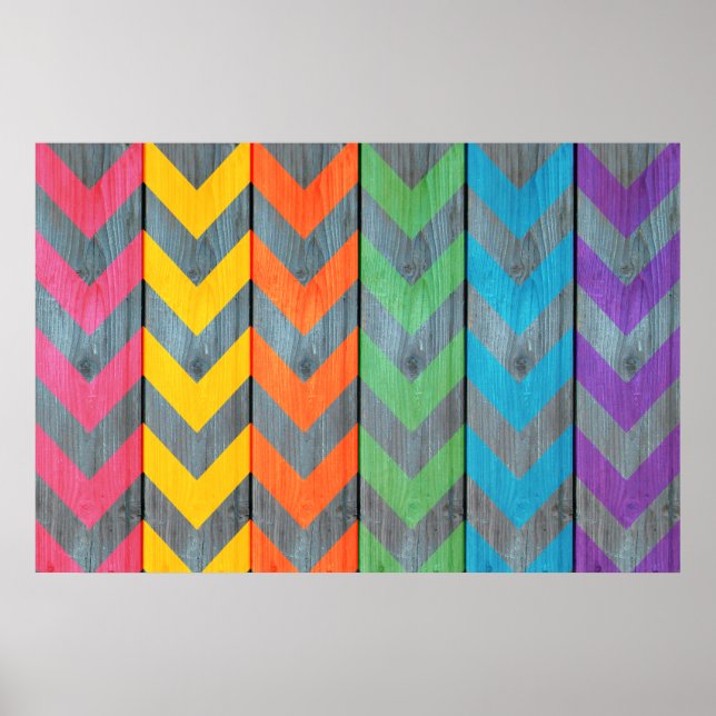 Chevron Pattern On Wood Texture by Shirley Taylor Poster (Front)