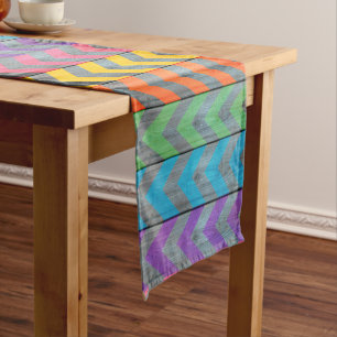 Chevron Pattern On Wood Texture by Shirley Taylor Short Table Runner