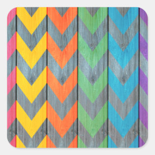 Chevron Pattern On Wood Texture by Shirley Taylor Square Sticker